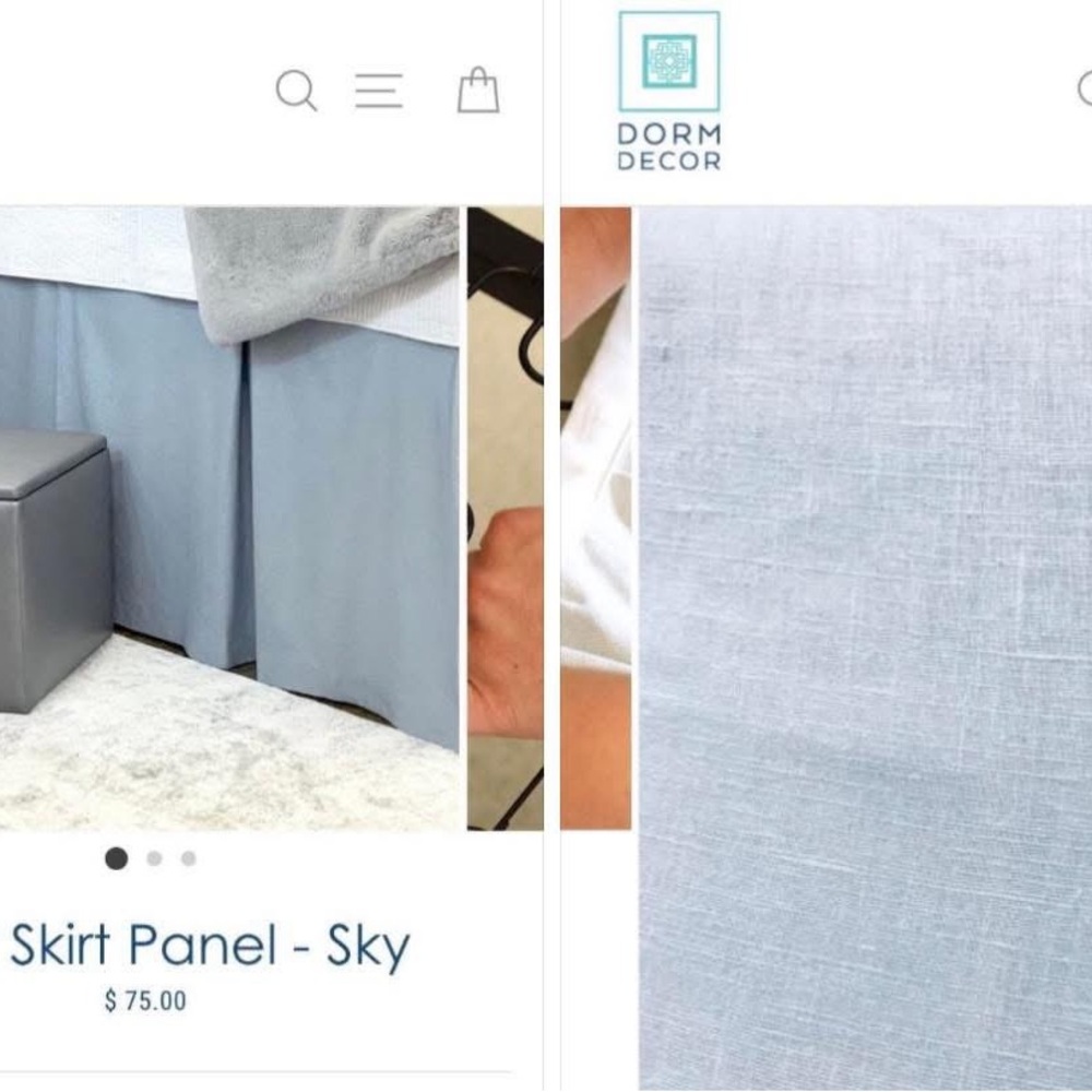 Dorm decor 3 Bed Skirt Panels in sky blue